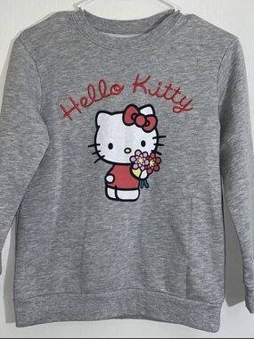 Hello Kitty Gray Crewneck Sweatshirt with Black Print